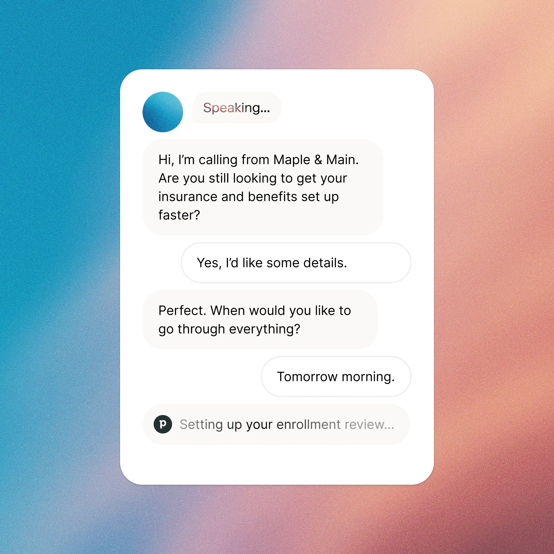 Lead intake conversation flow view